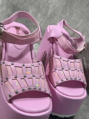 NWT Pink Demonia Platform Chunky Heels - Thumbnail 10