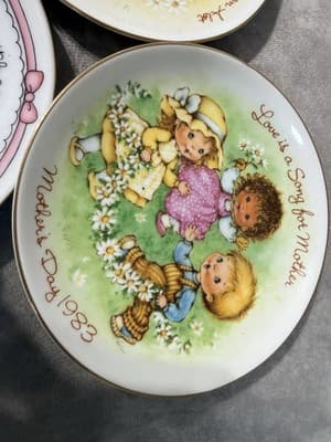Vintage Set Of 7 Special Memories Plates Mothers Day 80s - Thumbnail 7