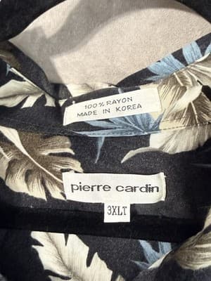 Vintage Pierre Cardin Hawaiian Camp Shirt Men’s S 3XLT Tropical Palms Button Up - Thumbnail 3