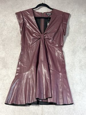 NWT Steve Madden Women’s Size M Faux Leather Beckett Dress - Thumbnail 2