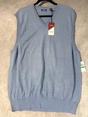 NWT IZOD Men’s Sleeveless Fieldhouse Sweater Ocean Blue Size Large - Thumbnail 2