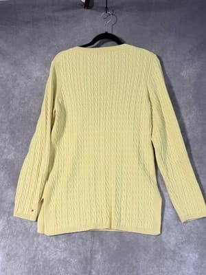 Tommy Hilfiger Yellow Cable Knit V-Neck Sweater Long Sleeve Women’s Size XL - Thumbnail 9