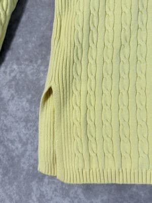 Tommy Hilfiger Yellow Cable Knit V-Neck Sweater Long Sleeve Women’s Size XL - Thumbnail 10