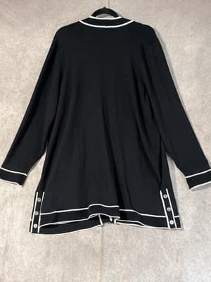 NWT Liz Claiborne Career Woman Black & White Combo Open Front Cardigan Size XL - Thumbnail 3