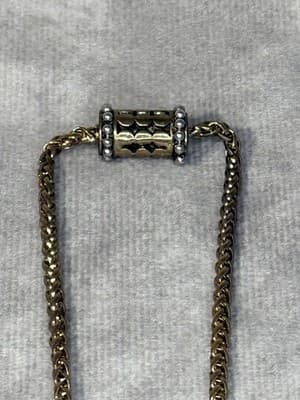 Vintage Gold Tone Resin Cameo Perfume Pendant Necklace, Rope Chain 20” 1970s - Thumbnail 6