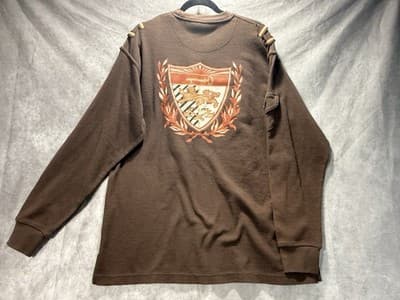 Knockout Jeans Men’s Brown Waffle Knit Thermal Size XL Pullover Streetwear - Thumbnail 2