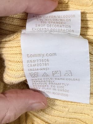 Tommy Hilfiger Yellow Cable Knit V-Neck Sweater Long Sleeve Women’s Size XL - Thumbnail 6