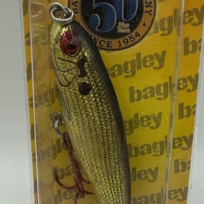 Bagley Mighty Minnow Tailspin Lure | Vintage | Gold | Red Trebles - Thumbnail 2
