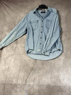 Levi Strauss Signature Premium Shirt Long Sleeve Button Up Light Wash Men’s sz L - Thumbnail 2