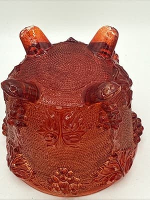 Vintage Mid-Century Modern Jeanette Ruby Red Harvest Grape Footed Candy Dish - Thumbnail 2