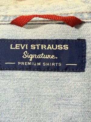 Levi Strauss Signature Premium Shirt Long Sleeve Button Up Light Wash Men’s sz L - Thumbnail 4