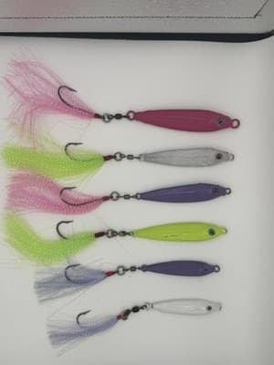 6 Pcs Anchovy Jig 1,2&3 Oz Dressed 2x Hook - Thumbnail 2