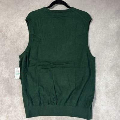 NWT IZOD Men's Sleeveless Fieldhouse Sweater Darkest Spruce Size Large - Thumbnail 5