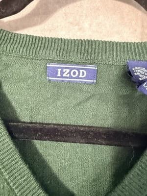 NWT IZOD Men's Sleeveless Fieldhouse Sweater Darkest Spruce Size Large - Thumbnail 3