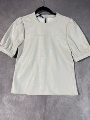 NWT Steve Madden Miller Top Women’s sz S Bone Faux Leather 3/4 Sleeve $59 - Thumbnail 3