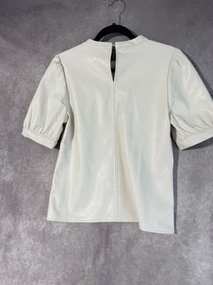 NWT Steve Madden Miller Top Women’s sz S Bone Faux Leather 3/4 Sleeve $59 - Thumbnail 2