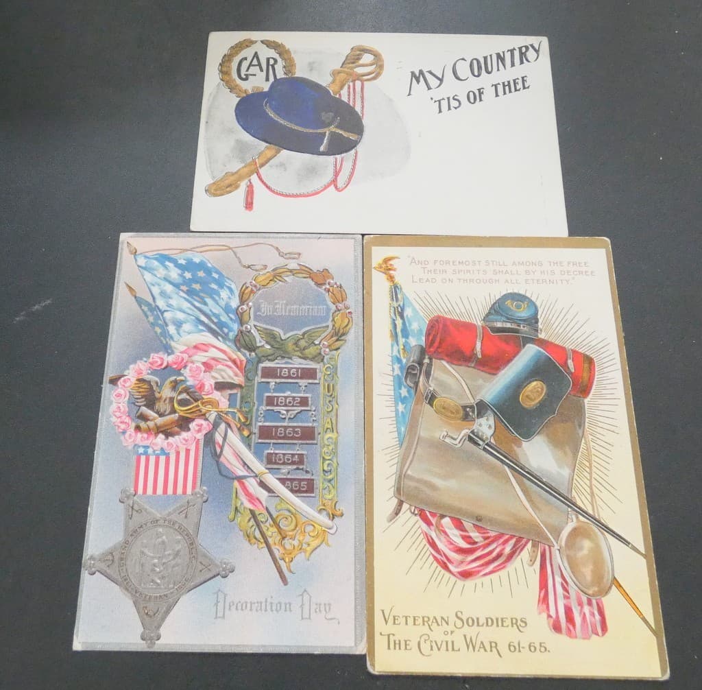 GAR Grand Army of the Republic, Decoration Day Embossed Postcards Lot of 3