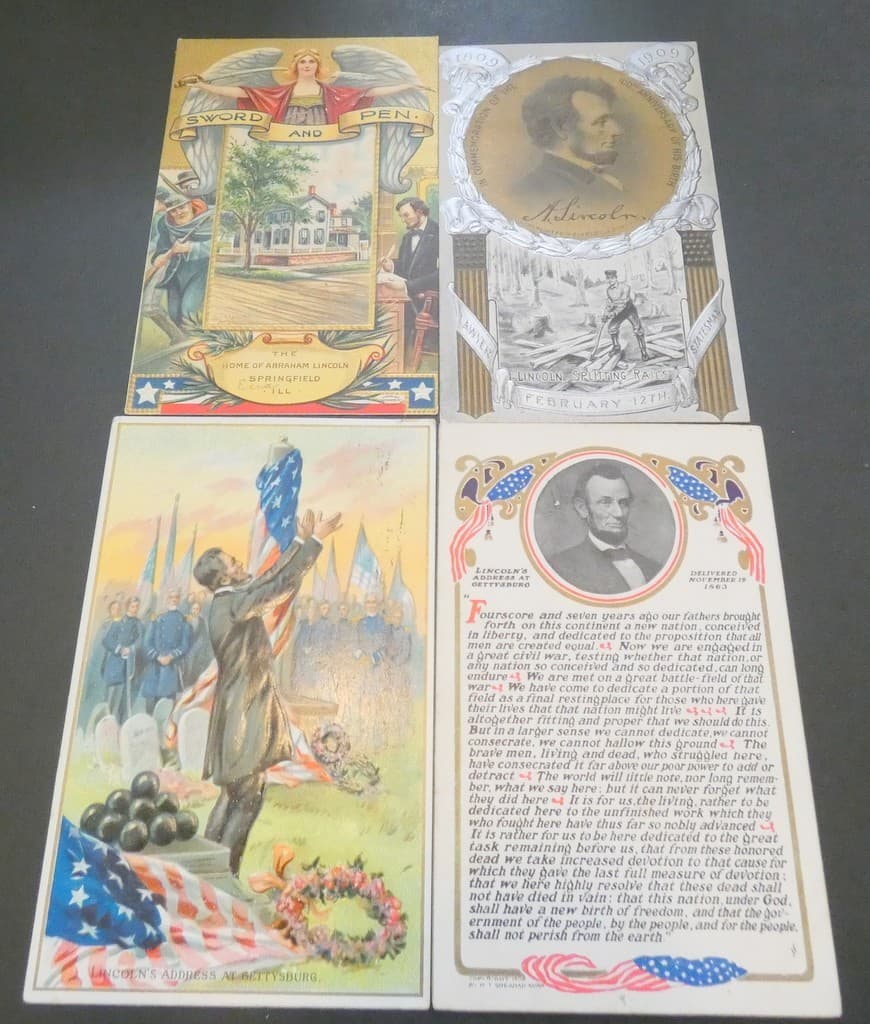 Abraham Lincoln Vintage Postcards Lot of 4