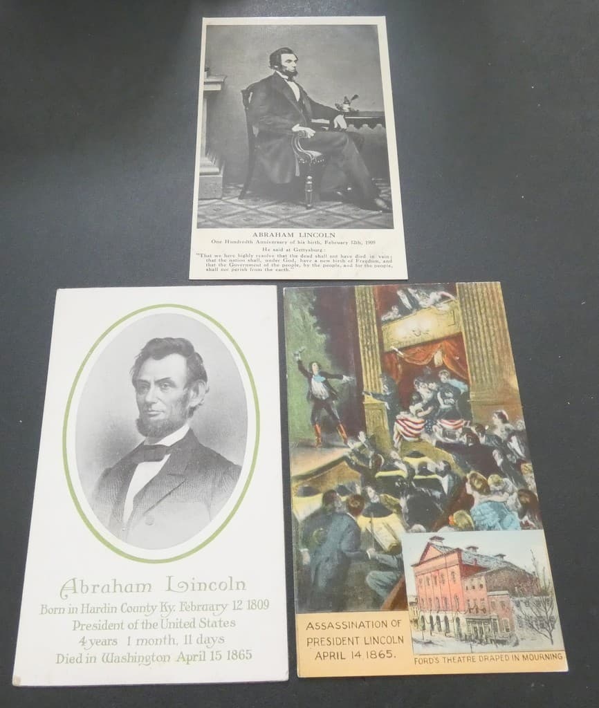 Abraham Lincoln Vintage Postcards Lot of 3 Unposted