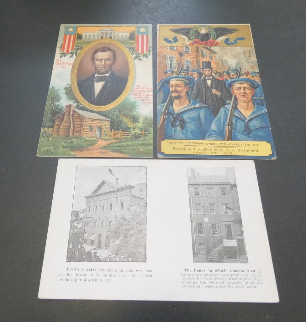 Abraham Lincoln Vintage Postcards Lot of 3