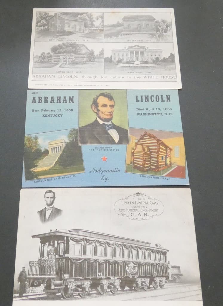 Abraham Lincoln Vintage Postcards Lot of 3 Unposted
