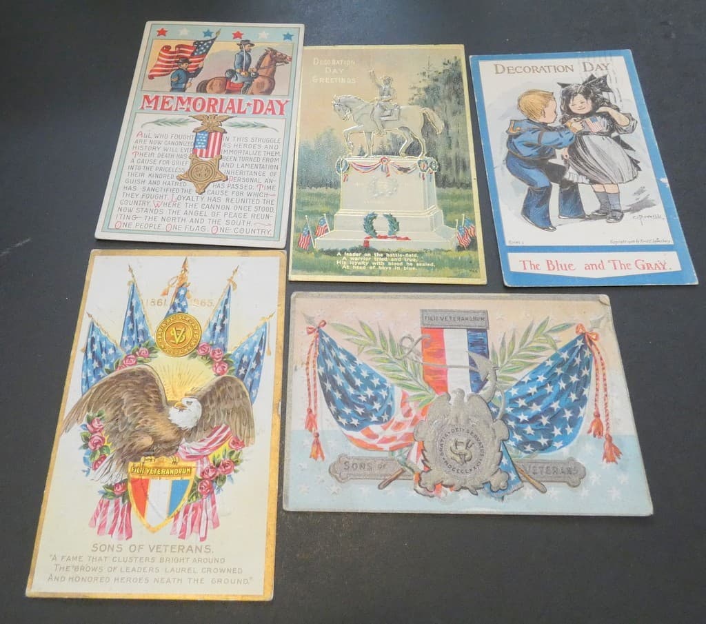 Decoration Memorial Day Sons of Veterans Postcards Lot of 5
