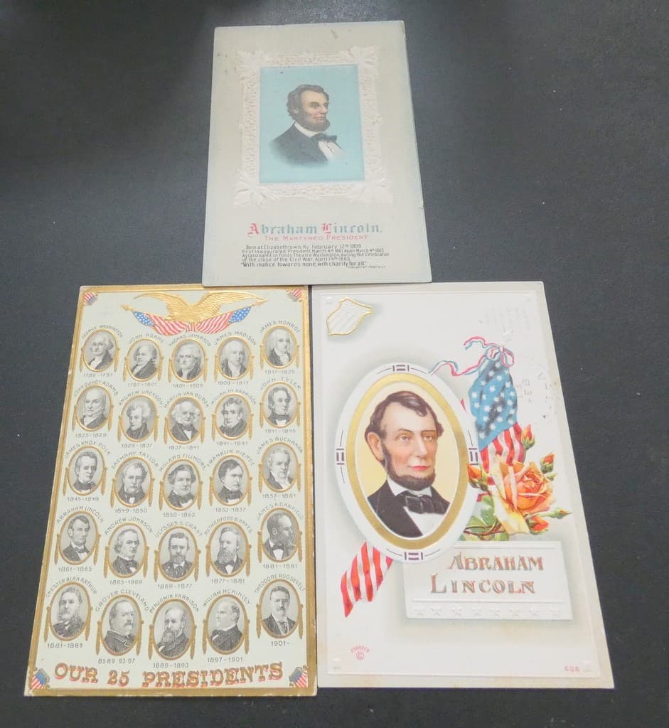 Abraham Lincoln Vintage Postcards Lot of 3