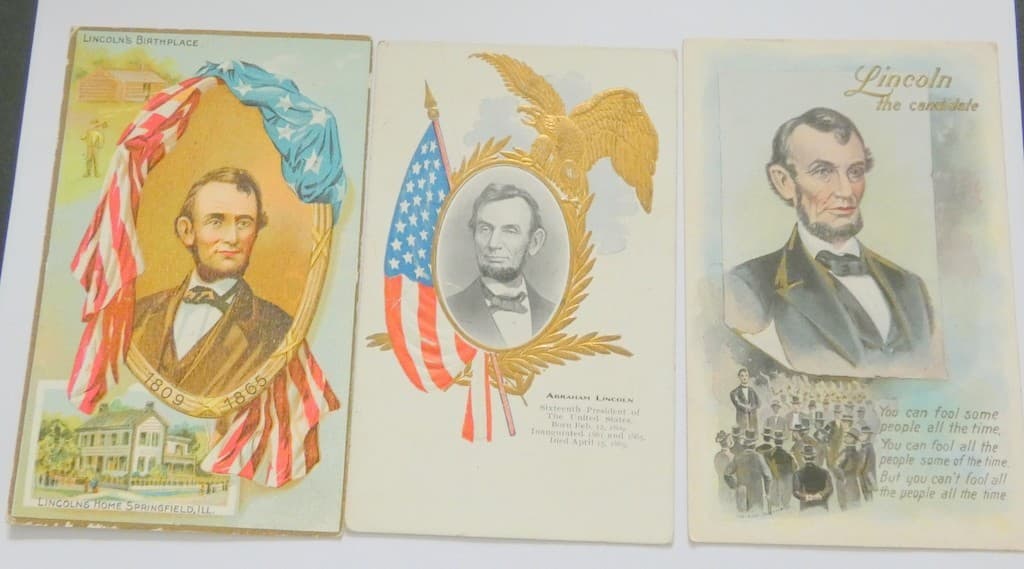 Abraham Lincoln Vintage Embossed Postcards Lot of 3 Unposted