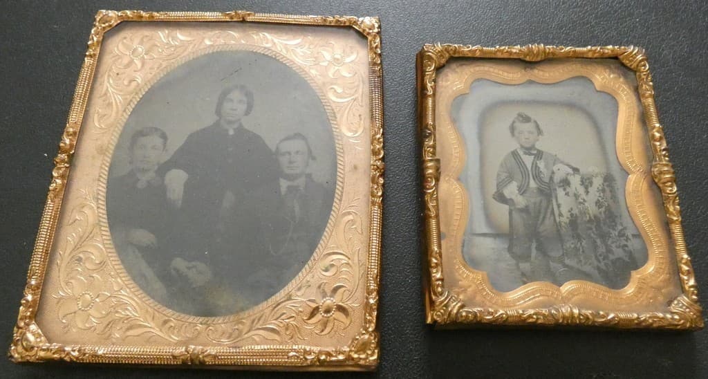 Antique glass ambrotype photo portraits (2) Springfield Mass