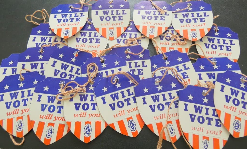 I Will Vote string tags (24) lot American Heritage Foundation 1960's