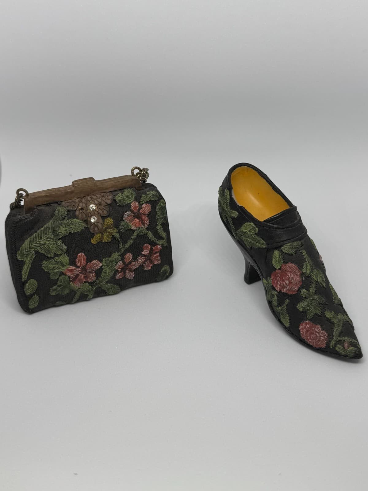 2 Piece vintage miniature shoe and purse set