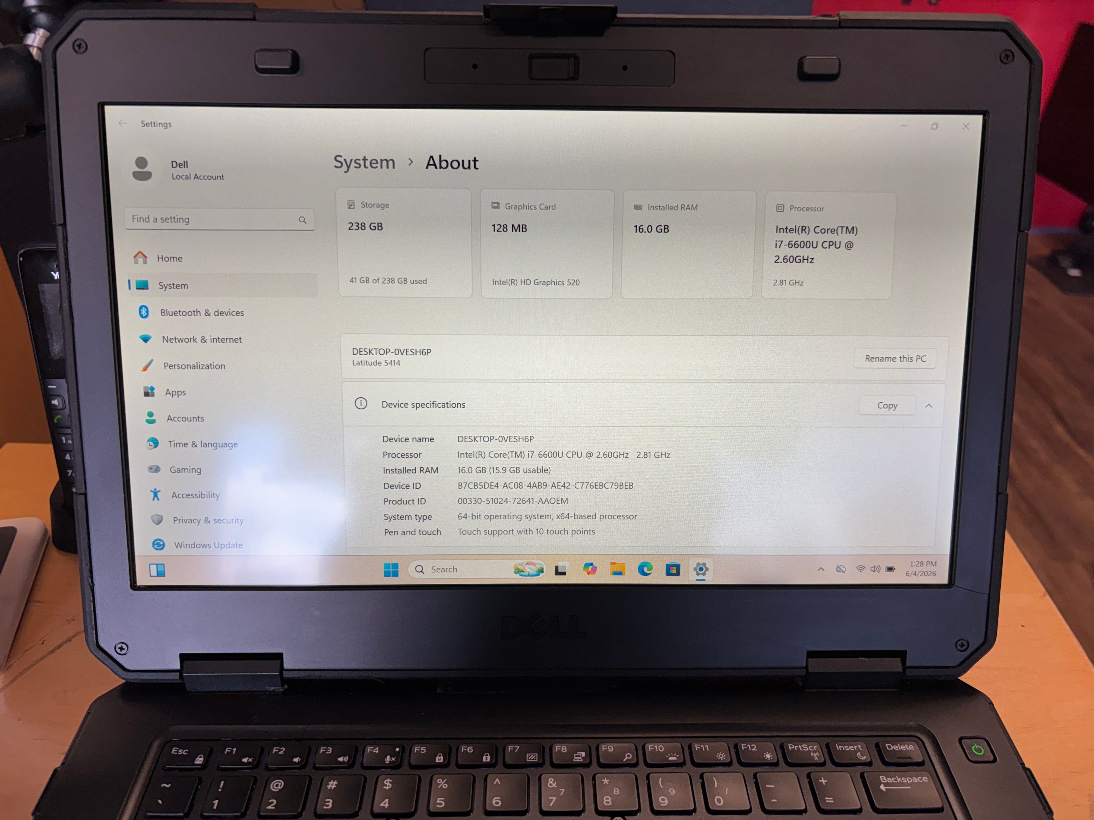 Dell Rugged Laptop i7-6600U 16GB RAM 256GB SSD - Thumbnail 2