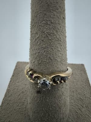Ruby Lady's Stone & Diamond Ring 5 Diamonds .38 Carat T.W. 10K Yello (GJE003774) - Thumbnail 4