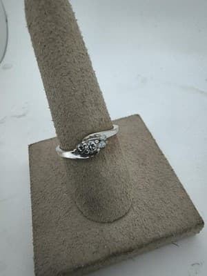 Lady's Diamond Cluster Ring 3 Diamonds .75 Carat T.W. 14K White Gold (GJE003767) - Thumbnail 11