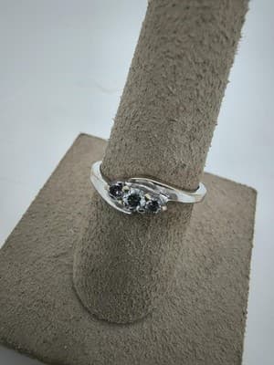 Lady's Diamond Cluster Ring 3 Diamonds .75 Carat T.W. 14K White Gold (GJE003767) - Thumbnail 3