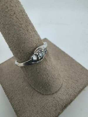 Lady's Diamond Cluster Ring 3 Diamonds .75 Carat T.W. 14K White Gold (GJE003767) - Thumbnail 5