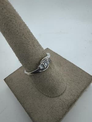 Lady's Diamond Cluster Ring 3 Diamonds .75 Carat T.W. 14K White Gold (GJE003767) - Thumbnail 12