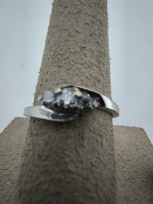 Lady's Diamond Cluster Ring 3 Diamonds .75 Carat T.W. 14K White Gold (GJE003767) - Thumbnail 8