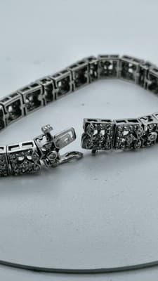 Gold-Diamond Bracelet 99 Diamonds 2.97 Carat T.W. 14K White Gold 31. (GJE003755) - Thumbnail 4