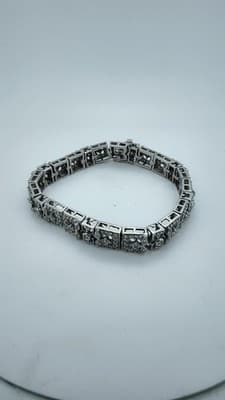 Gold-Diamond Bracelet 99 Diamonds 2.97 Carat T.W. 14K White Gold 31. (GJE003755) - Thumbnail 6