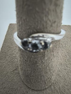 Lady's Diamond Cluster Ring 3 Diamonds .75 Carat T.W. 14K White Gold (GJE003767) - Thumbnail 9