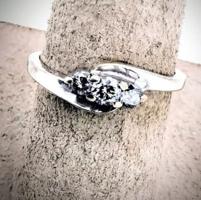 Lady's Diamond Cluster Ring 3 Diamonds .75 Carat T.W. 14K White Gold (GJE003767) - Thumbnail 6