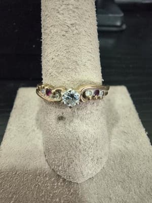 Ruby Lady's Stone & Diamond Ring 5 Diamonds .38 Carat T.W. 10K Yello (GJE003774) - Thumbnail 2