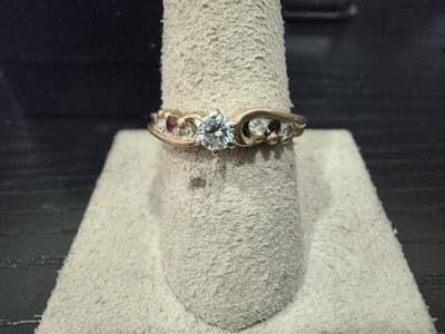 Ruby Lady's Stone & Diamond Ring 5 Diamonds .38 Carat T.W. 10K Yello (GJE003774) - Thumbnail 12
