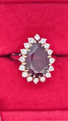 Almandine Garnet Lady's Stone Ring 14K Yellow Gold 5.43g (GJE003753) - Thumbnail 3