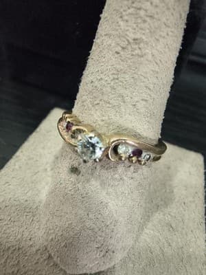 Ruby Lady's Stone & Diamond Ring 5 Diamonds .38 Carat T.W. 10K Yello (GJE003774) - Thumbnail 11