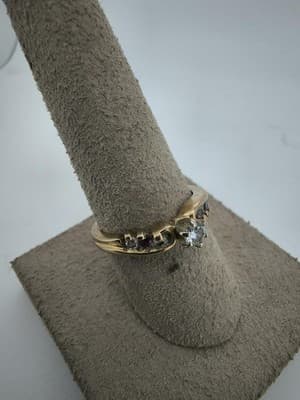 Ruby Lady's Stone & Diamond Ring 5 Diamonds .38 Carat T.W. 10K Yello (GJE003774) - Thumbnail 10