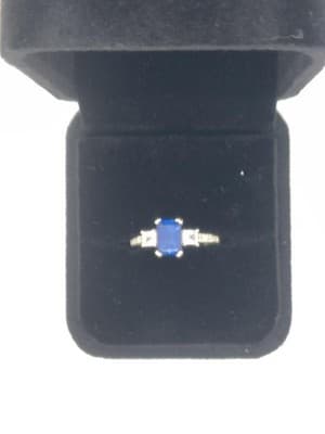 Sapphire Lady's Stone & Diamond Ring 4 Diamonds .50 Carat T.W. 10K W (GJE003772) - Thumbnail 6