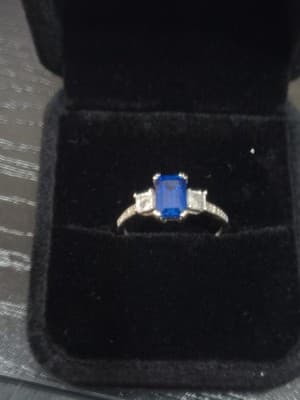 Sapphire Lady's Stone & Diamond Ring 4 Diamonds .50 Carat T.W. 10K W (GJE003772) - Thumbnail 10