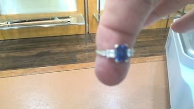 Sapphire Lady's Stone & Diamond Ring 4 Diamonds .50 Carat T.W. 10K W (GJE003772) - Thumbnail 2